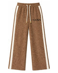 Terry Cloth Stripe Wide Leg Sweatpants