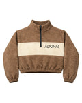 Terry Cloth Block off-white Cropped Quarter Zip