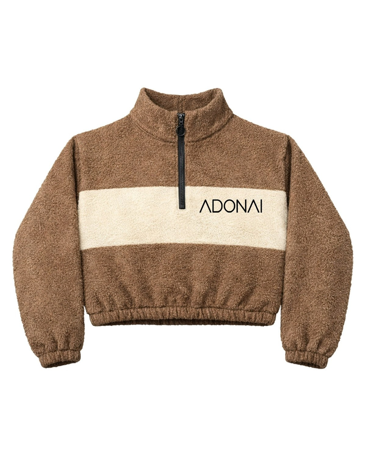 Terry Cloth Block off-white Cropped Quarter Zip
