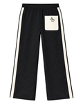 Terry Cloth Stripe Wide Leg Sweatpants — Black